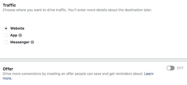 Screenshot: dirigere il traffico e creare un'offerta.