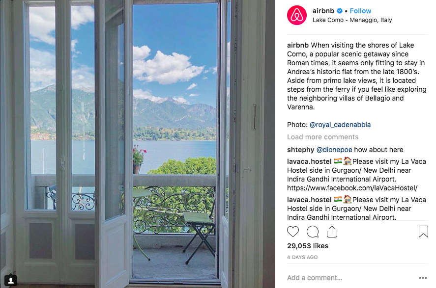 Esempio di contenuto generato dall'utente: Airbnb.