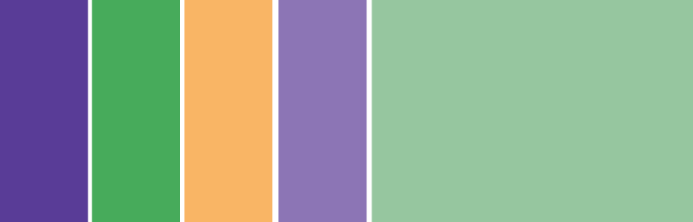Barra dei colori con colori triadici viola, verdi e arancioni