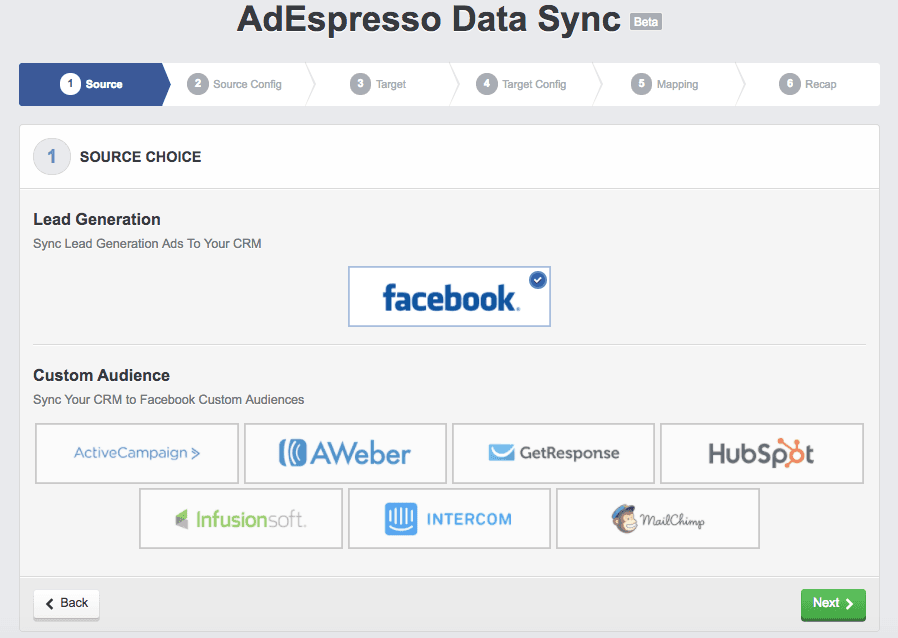 Sincronizzazione dei dati AdEspresso su Facebook