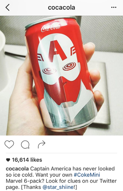 Instagram caption by Coca-Cola promoting Twitter account" title="coca-cola-cross-promote-twitter-on-instagram.png" width="400" data-constrained="true" style="width: 400px;" srcset="https://blog.hubspot.com/hs-fs/hubfs/coca-cola-cross-promote-twitter-on-instagram.png?t=1539673814433&width=200&name=coca-cola-cross-promote-twitter-on-instagram.png 200w, https://blog.hubspot.com/hs-fs/hubfs/coca-cola-cross-promote-twitter-on-instagram.png?t=1539673814433&width=400&name=coca-cola-cross-promote-twitter-on-instagram.png 400w, https://blog.hubspot.com/hs-fs/hubfs/coca-cola-cross-promote-twitter-on-instagram.png?t=1539673814433&width=600&name=coca-cola-cross-promote-twitter-on-instagram.png 600w, https://blog.hubspot.com/hs-fs/hubfs/coca-cola-cross-promote-twitter-on-instagram.png?t=1539673814433&width=800&name=coca-cola-cross-promote-twitter-on-instagram.png 800w, https://blog.hubspot.com/hs-fs/hubfs/coca-cola-cross-promote-twitter-on-instagram.png?t=1539673814433&width=1000&name=coca-cola-cross-promote-twitter-on-instagram.png 1000w, https://blog.hubspot.com/hs-fs/hubfs/coca-cola-cross-promote-twitter-on-instagram.png?t=1539673814433&width=1200&name=coca-cola-cross-promote-twitter-on-instagram.png 1200w" sizes="(max-width: 400px) 100vw, 400px