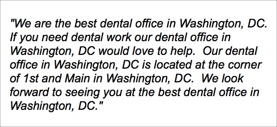 Un esempio di riempimento di parole chiave da ufficio dentista per la frase, 