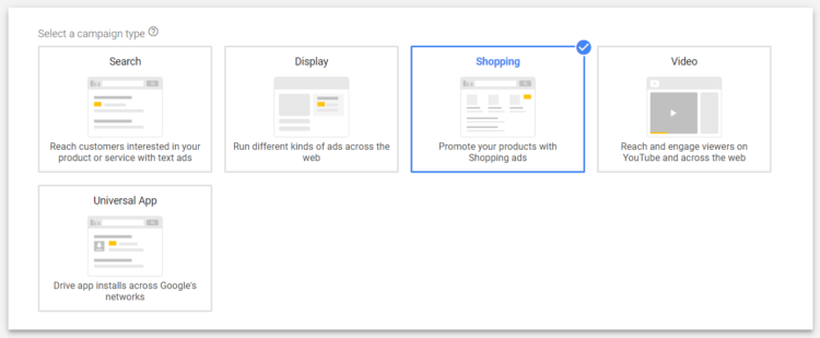 google shopping campaign tips campaign type