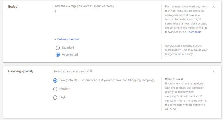google shopping campaign tips budget