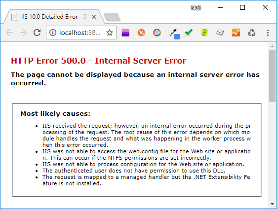 Errore interno del server HTTP 500