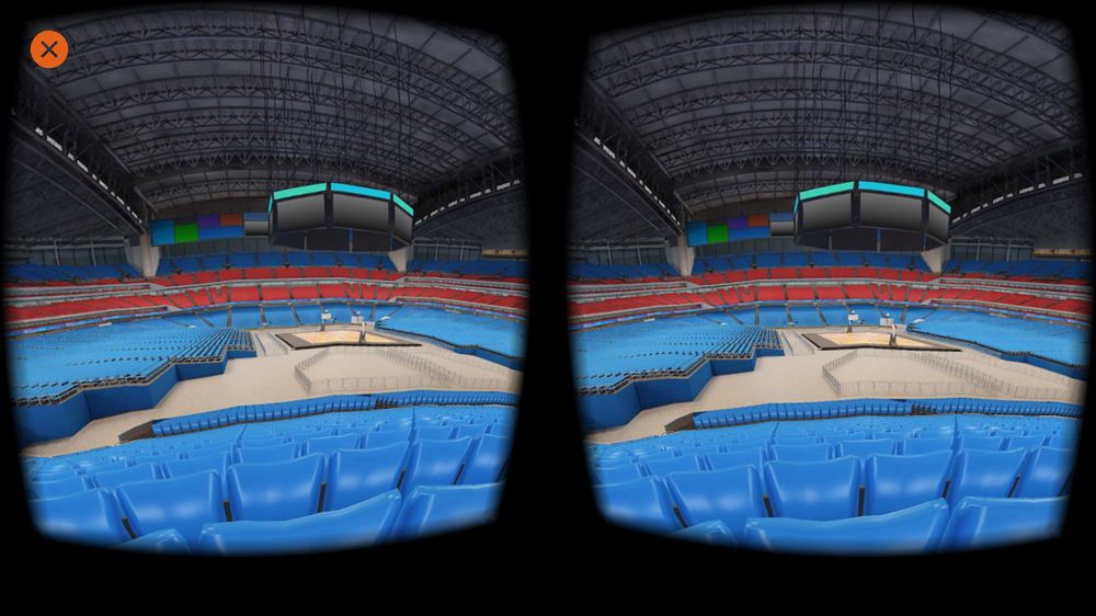 Vista a 360 ° dello stadio di basket in VR