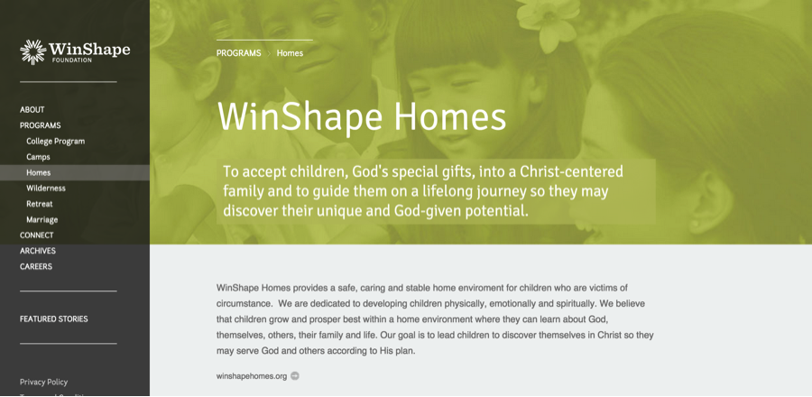 Sito Web WinShape che utilizza design di pagina coerenti per migliorare l'esperienza dell'utente