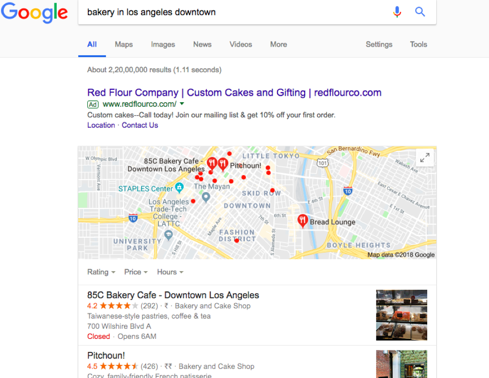 Bakery in LA Ricerca Google