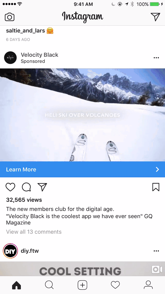 instagram video ad - velocity black