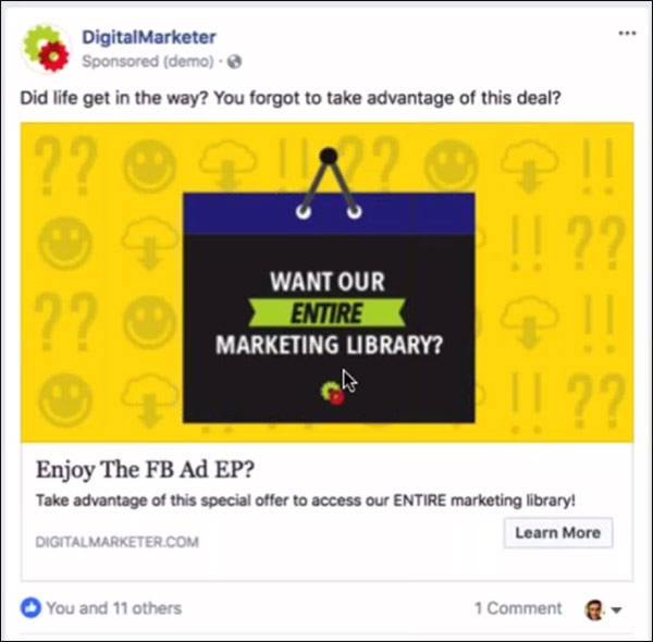 un annuncio Facebook DigitalMarketer