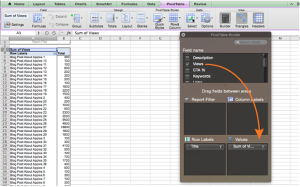 Aggiunta di valori a una tabella pivot in Excel