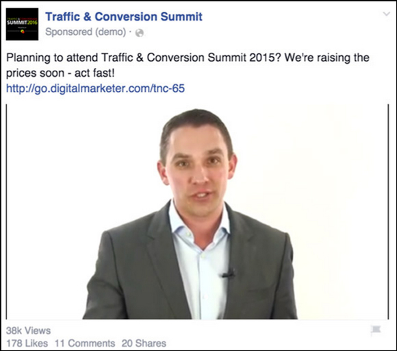 Retargeting video ad for Traffic & Conversion Summit