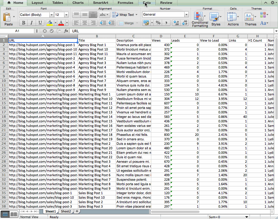 Un foglio di calcolo Excel che crea tabelle pivot in azione