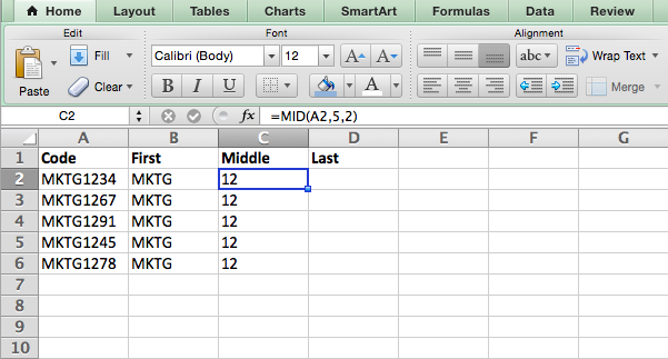 Formula MID in Excel "srcset =" https://blog.hubspot.com/hs-fs/hubfs/Mid_Function_Excel.png?width=335&name=Mid_Function_Excel.png 335w, https://blog.hubspot.com/hs-fs /hubfs/Mid_Function_Excel.png?width=669&name=Mid_Function_Excel.png 669w, https://blog.hubspot.com/hs-fs/hubfs/Mid_Function_Excel.png?width=1004&name=Mid_Function_Excel.png 1004w, https: // blog .hubspot.com / hs-fs / hubfs / Mid_Function_Excel.png? width = 1338 & name = Mid_Function_Excel.png 1338w, https://blog.hubspot.com/hs-fs/hubfs/Mid_Function_Excel.png?width=1673&name=Mid_Function_Excel. png 1673w, https://blog.hubspot.com/hs-fs/hubfs/Mid_Function_Excel.png?width=2007&name=Mid_Function_Excel.png 2007w "sizes =" (larghezza massima: 669px) 100vw, 669px