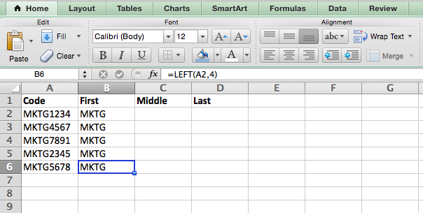Formula sinistra in Excel "srcset =" https://blog.hubspot.com/hs-fs/hubfs/Left_Function_Excel.png?width=335&name=Left_Function_Excel.png 335w, https://blog.hubspot.com/hs-fs /hubfs/Left_Function_Excel.png?width=669&name=Left_Function_Excel.png 669w, https://blog.hubspot.com/hs-fs/hubfs/Left_Function_Excel.png?width=1004&name=Left_Function_Excel.png 1004w, https: // blog .hubspot.com / hs-fs / hubfs / Left_Function_Excel.png? width = 1338 & name = Left_Function_Excel.png 1338w, https://blog.hubspot.com/hs-fs/hubfs/Left_Function_Excel.png?width=1673&name=Left_Function_Excel. png 1673w, https://blog.hubspot.com/hs-fs/hubfs/Left_Function_Excel.png?width=2007&name=Left_Function_Excel.png 2007w "sizes =" (larghezza massima: 669px) 100vw, 669px
