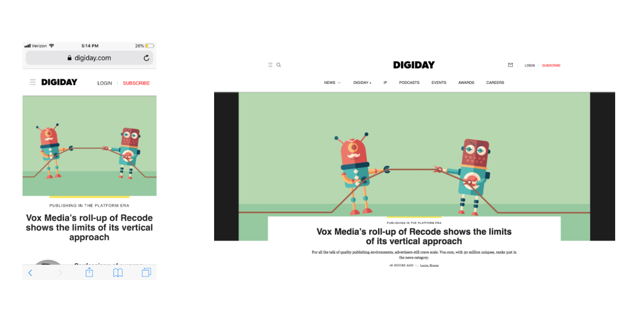 esempio di consistenza nella homepage di digday