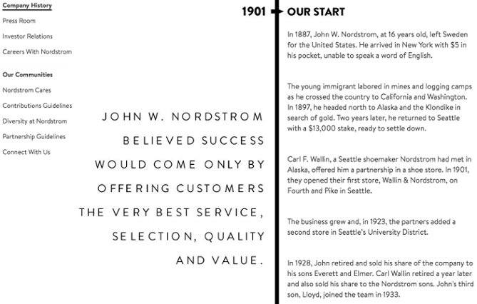 Storia, visione e missione di Nordstrom "title =" Storia di Nordstrom "caption =" false "data-constrained =" true "style =" width: 669px; "srcset =" https://blog.hubspot.com/hs-fs /hubfs/Screen%20Shot%202017-07-11%20at%203.25.48%20PM.png?width=335&name=Screen%20Shot%202017-07-11%20at%203.25.48%20PM.png 335w, https: //blog.hubspot.com/hs-fs/hubfs/Screen%20Shot%202017-07-11%20at%203.25.48%20PM.png?width=669&name=Screen%20Shot%202017-07-11%20at% 203.25.48% 20 PM.png 669w, https://blog.hubspot.com/hs-fs/hubfs/Screen%20Shot%202017-07-11%20at%203.25.48%20PM.png?width=1004&name=Screen % 20Shot% 202017-07-11% 20at% 203.25.48% 20 PM.png 1004w, https://blog.hubspot.com/hs-fs/hubfs/Screen%20Shot%202017-07-11%20at%203.25. 48% 20 PM.png? Width = 1338 & name = Screen% 20Shot% 202017-07-11% 20at% 203.25.48% 20 PM.png 1338w, https://blog.hubspot.com/hs-fs/hubfs/Screen%20Shot % 202017-07-11% 20at% 203.25.48% 20 PM.png? Width = 1673 & name = Schermo% 20Shot% 202017-07-11% 20at% 203.25.48% 20 PM.png 1673w, https: //blog.hubspot. com / HS-fs / hubfs / schermo% 20Sho t% 202017-07-11% 20at% 203.25.48% 20 PM.png? width = 2007 & name = Schermo% 20Shot% 202017-07-11% 20at% 203.25.48% 20 PM.png 2007w "sizes =" (larghezza massima : 669px) 100vw, 669px