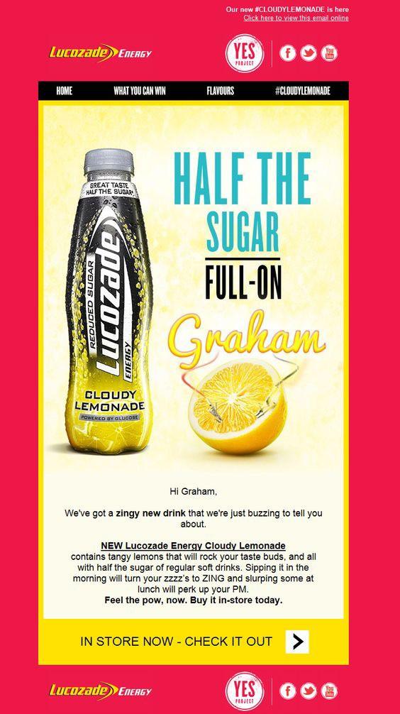 lucozade personalization in HTML email "width =" 400