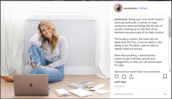 Post Instagram di Jasmine Star