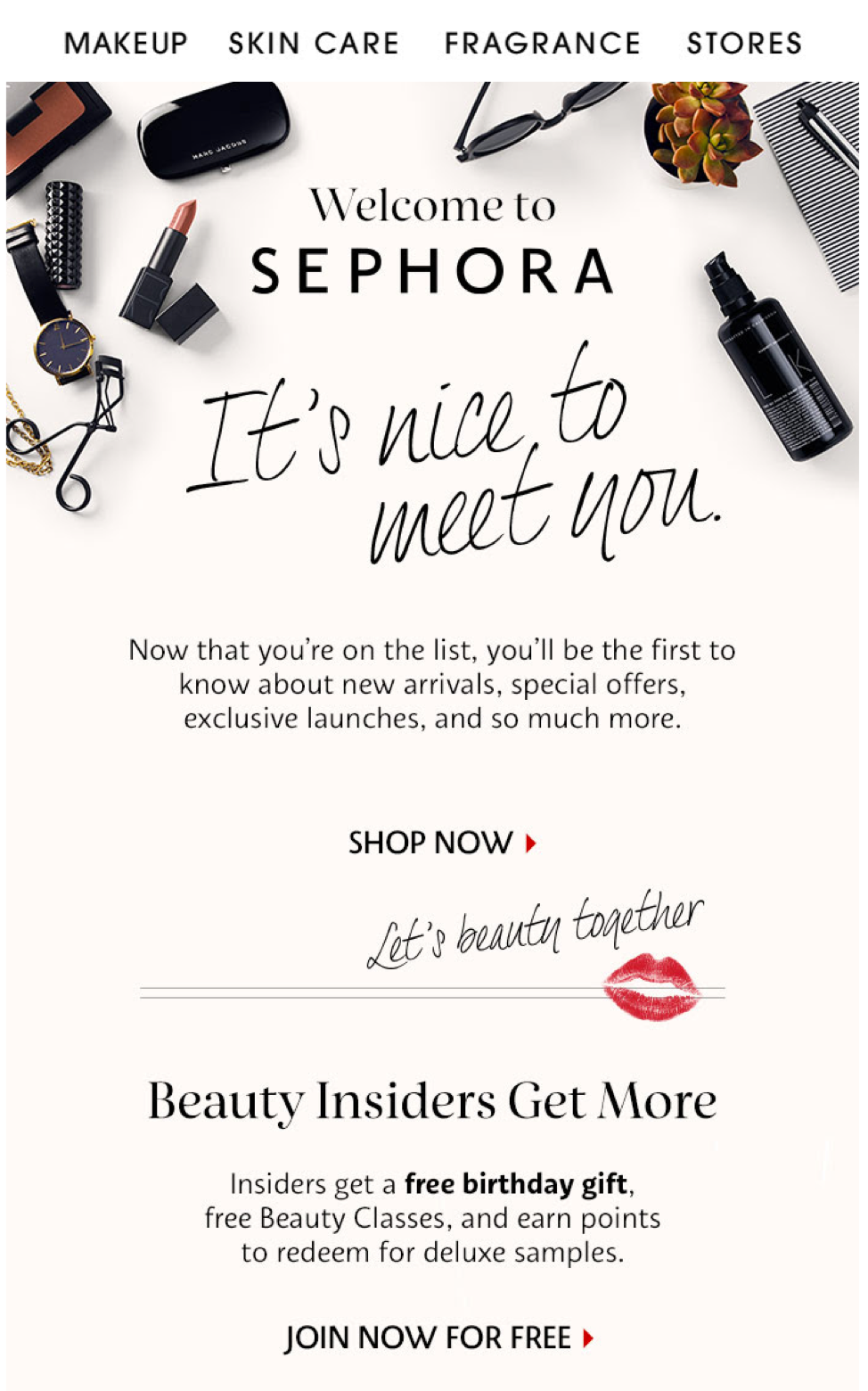 Email di benvenuto di Sephora