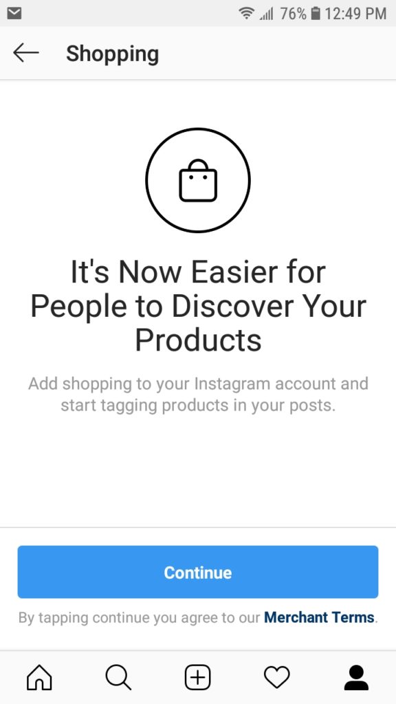 Tag prodotto Instagram ecommerce