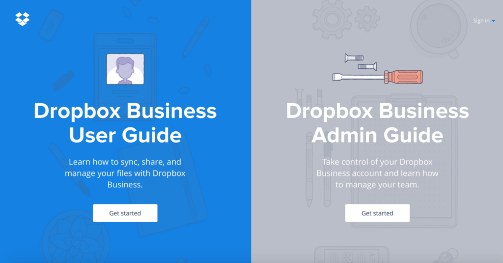 Dropbox business ebooks call to action examples
