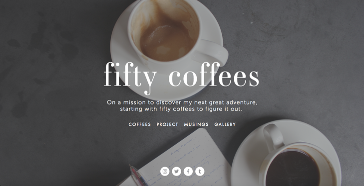 Homepage di Fifty Coffees, uno dei migliori blog personali online