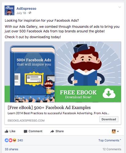 Campagna n. 1 - 500+ esempi di annunci di Facebook. Esempio di esempio di Live Facebook.