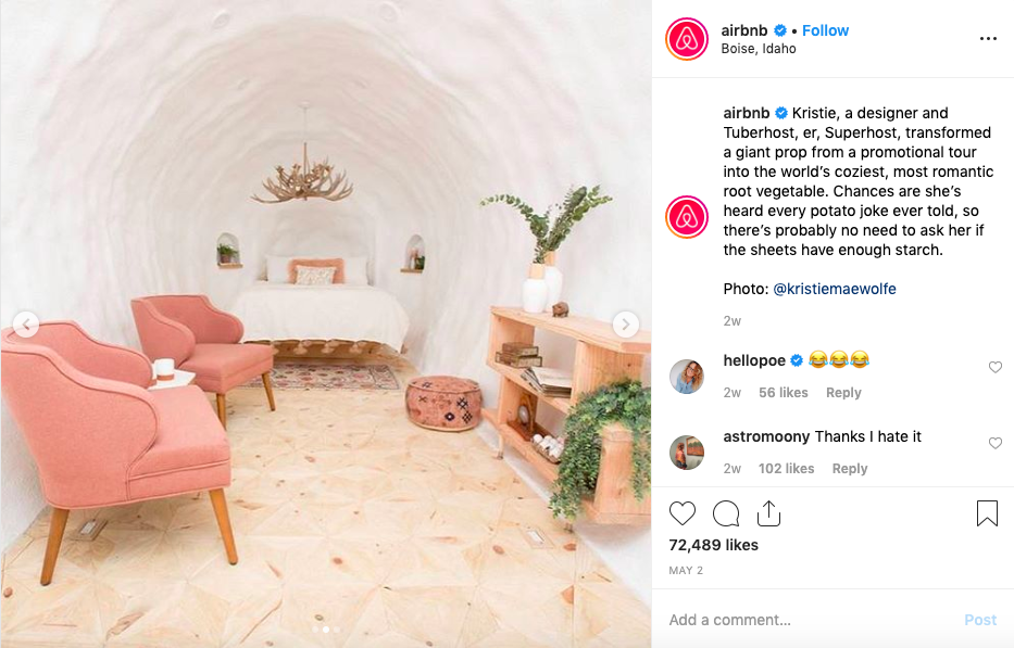 Immagine Instagram Airbnb