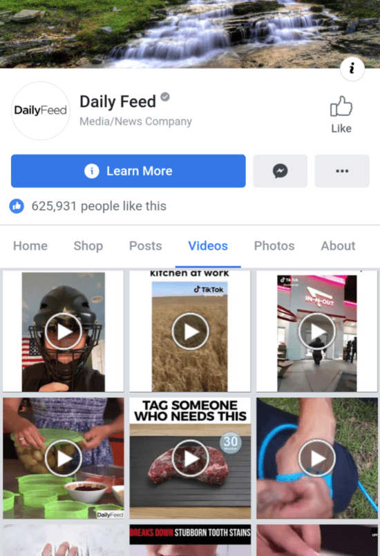 Pagina Facebook di alimentazione giornaliera
