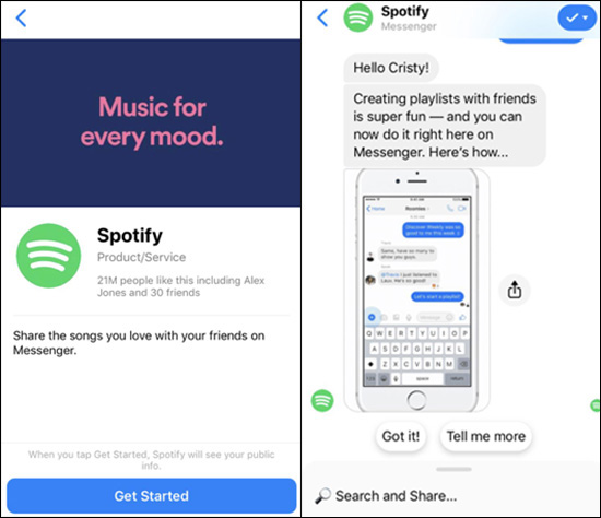 Spotify chatbot per l'invio di musica ai tuoi amici