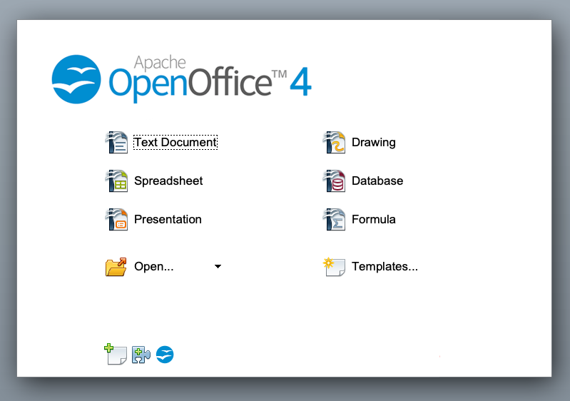 Lo schermo che vedi quando apri Apache OpeOffice 4 Suite
