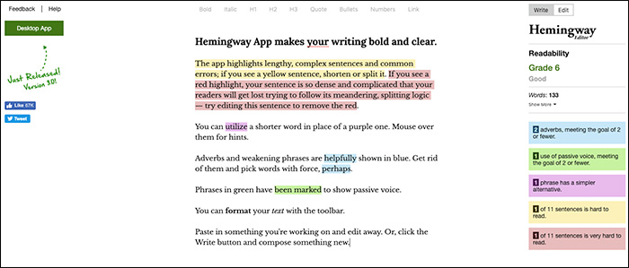Hemingway App per una migliore copywriting