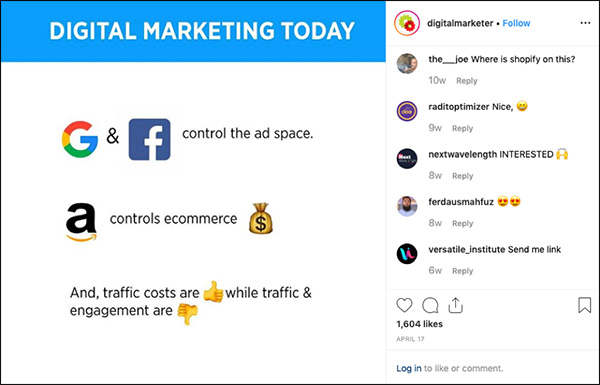 DigitalMarketer Instagram Post con emoji che si sono comportati molto bene