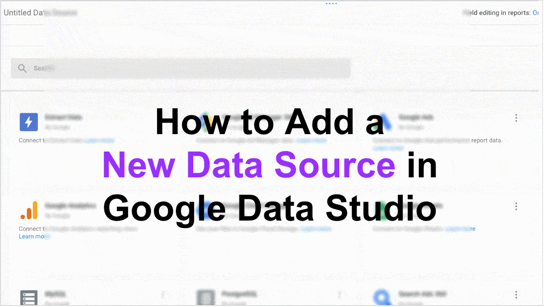 come aggiungere una fonte di dati in google data studio.