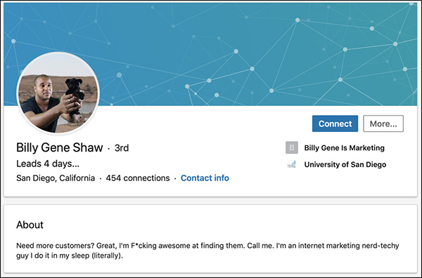 Il riassunto di LinkedIn di Billy Gene Shaw