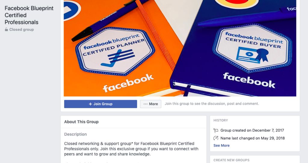 Gruppo di professionisti certificati Blueprint di Facebook