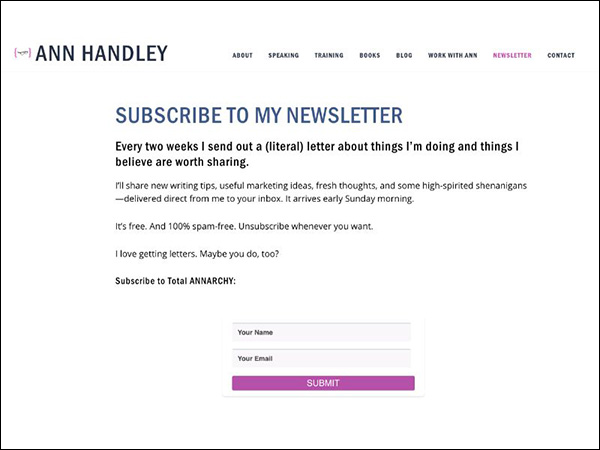 Ann Handley Email Newsletter