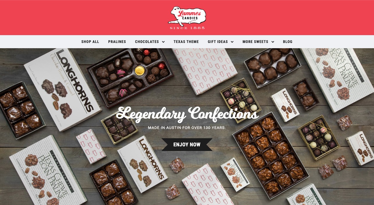 Esempio di homepage di caramelle Lammes