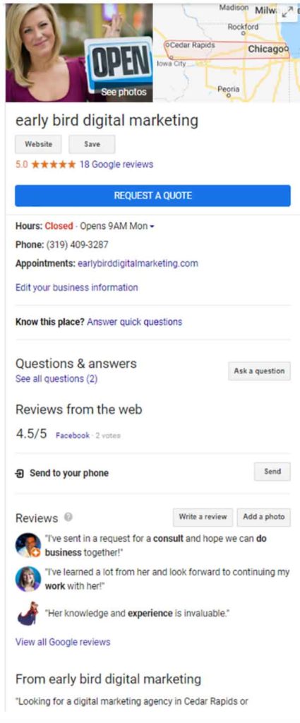 Google My Business profile example