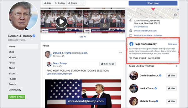 Pagina Facebook di Donald Trump