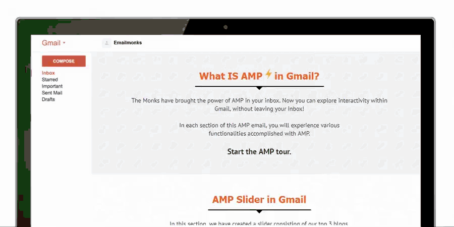 Esempio di email AMP