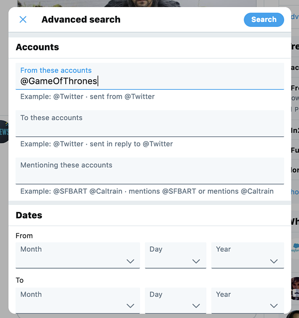 Cerca i tweet da un account specifico con ricerca avanzata su Twitter