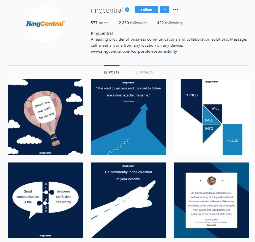 esempio di feed instagram con elementi di design coerenti.