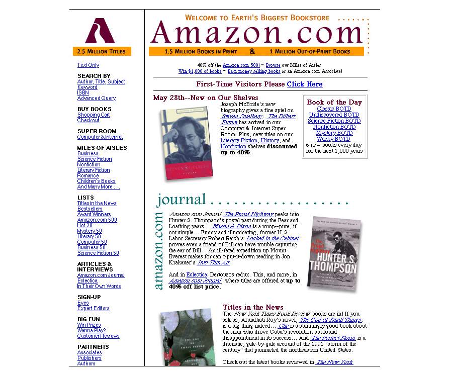 amazon website ^ 1997 ^ ripristinata la homepage di amzn