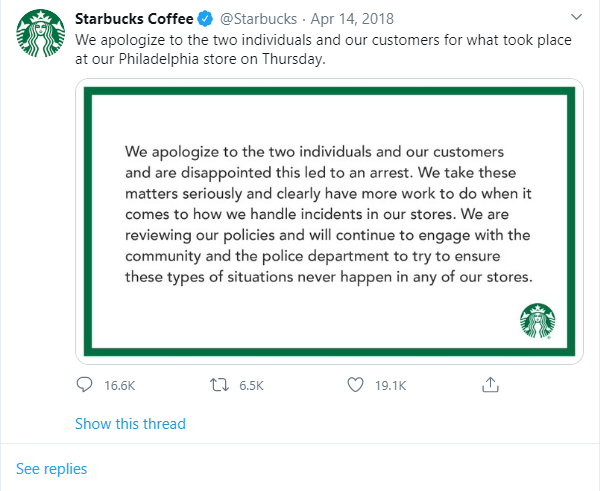 Scuse di Starbucks ad es.