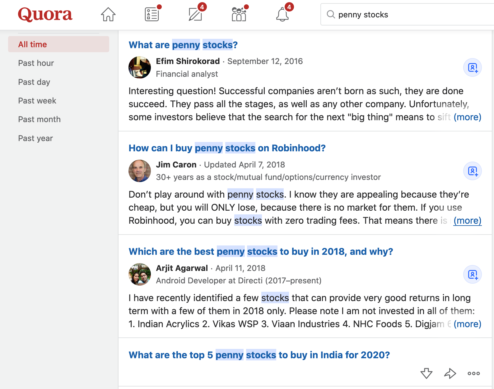 Screengrab di Quora e come utilizzarlo come parte del processo di ricerca di parole chiave.