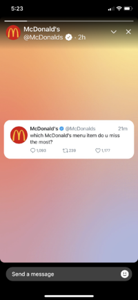 McDonalds condivide un Tweet in una flotta