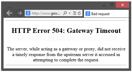 504 Gateway Timeout Error dicitura in Internet Explorer