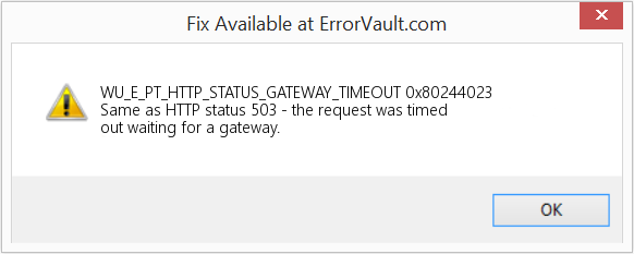 504 Gateway Timeout Error dicitura in Windows Update